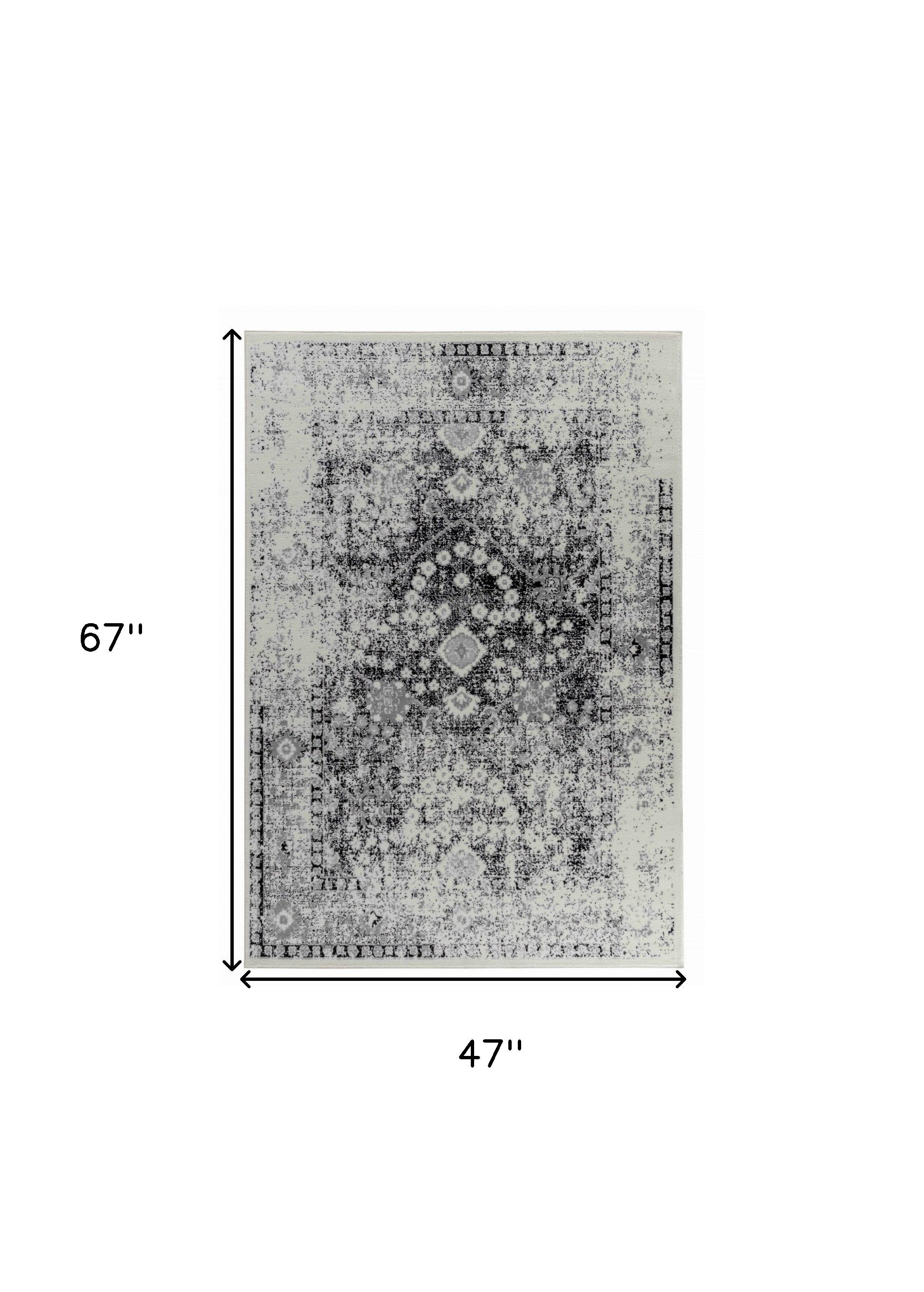 4' X 6' Black Oriental Area Rug