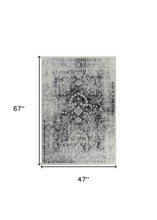 4' X 6' Black Oriental Area Rug