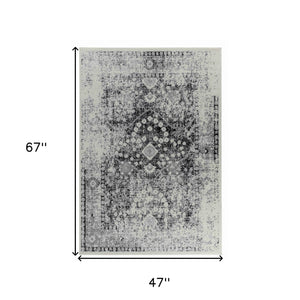 4' X 6' Black Oriental Area Rug