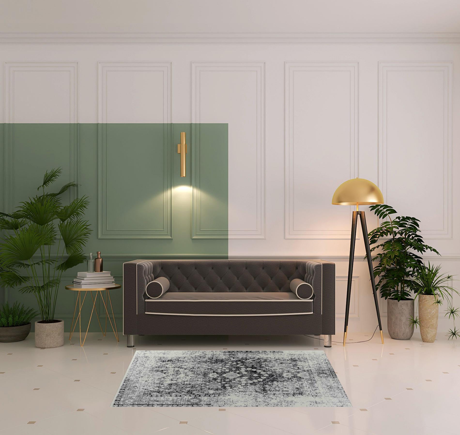 4' X 6' Black Oriental Area Rug