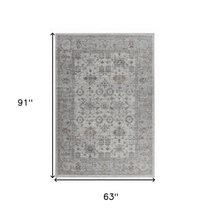 5' X 8' Grey Oriental Area Rug