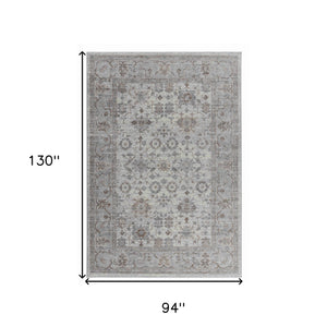 8' X 11' Grey Oriental Area Rug