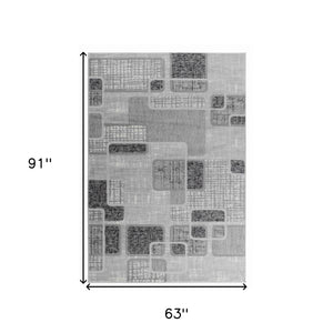 5' X 8' Grey Geometric Area Rug