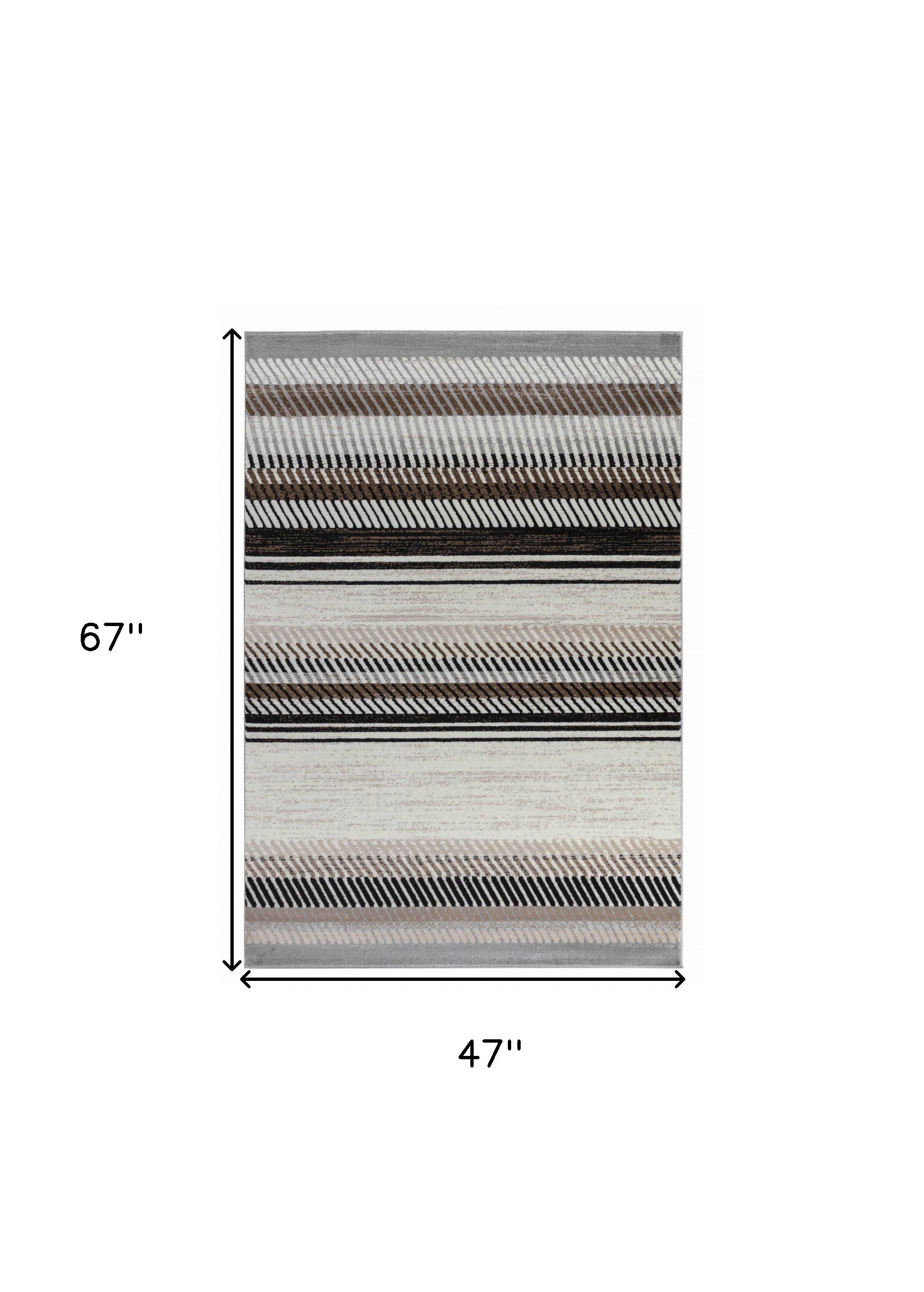 4' X 6' Beige Striped Area Rug