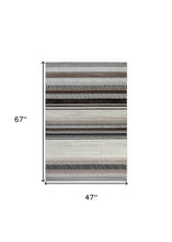 4' X 6' Beige Striped Area Rug