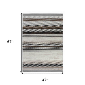 4' X 6' Beige Striped Area Rug
