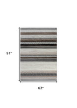 5' X 8' Beige Striped Area Rug