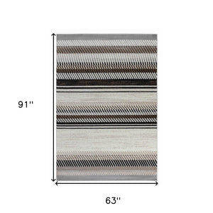 5' X 8' Beige Striped Area Rug