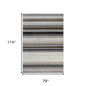 7' X 10' Beige Striped Area Rug