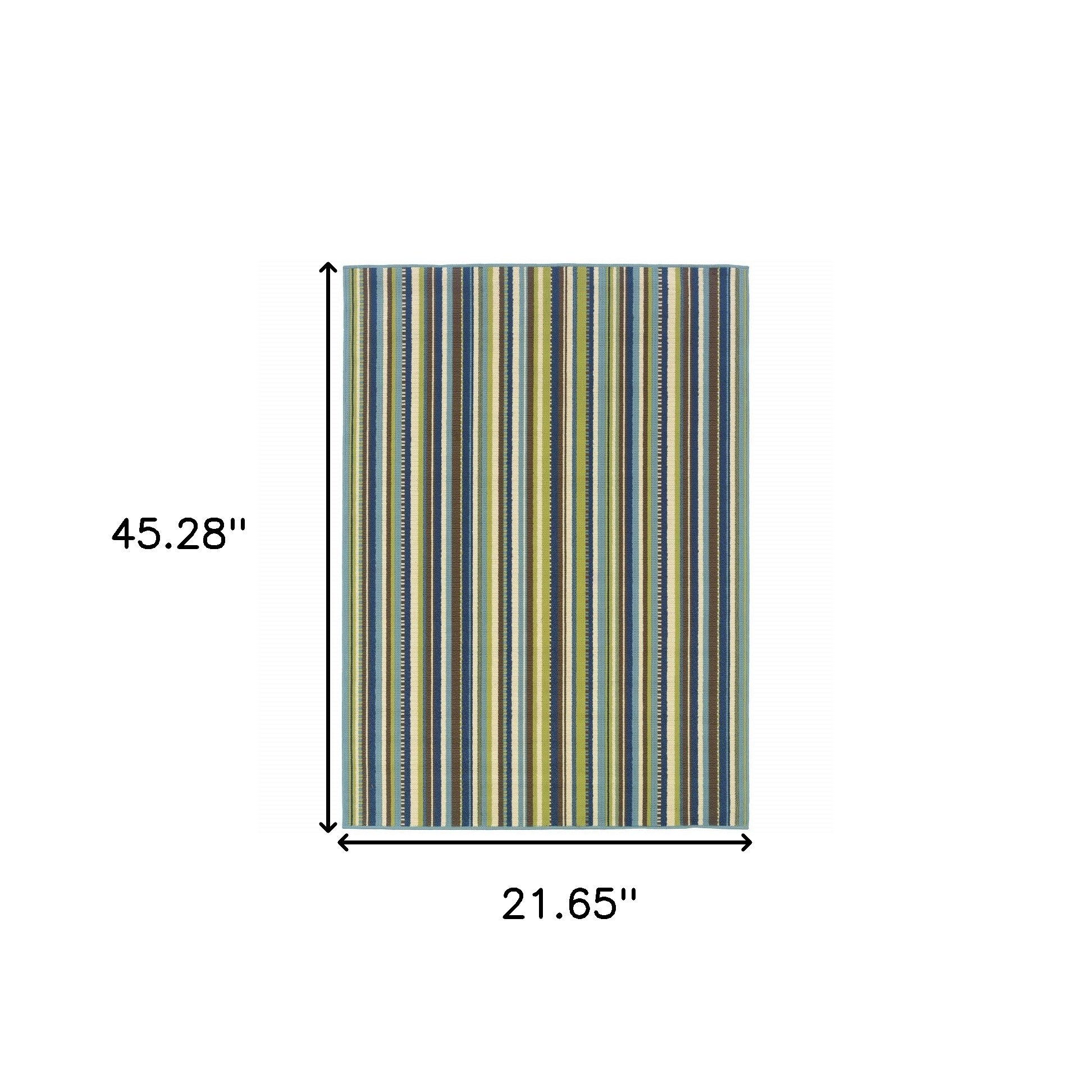 2' X 4' Blue Striped Stain Resistant Indoor Outdoor Area Rug