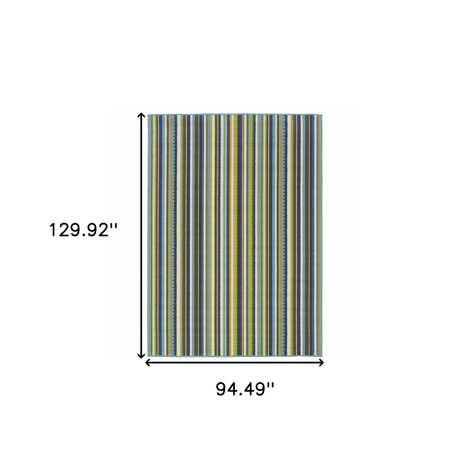 Blue Striped Stain Resistant Indoor Outdoor Area Rug - 8' x 11'