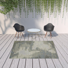 6' X 9' Grey Abstract Stain Resistant Indoor Outdoor Area Rug