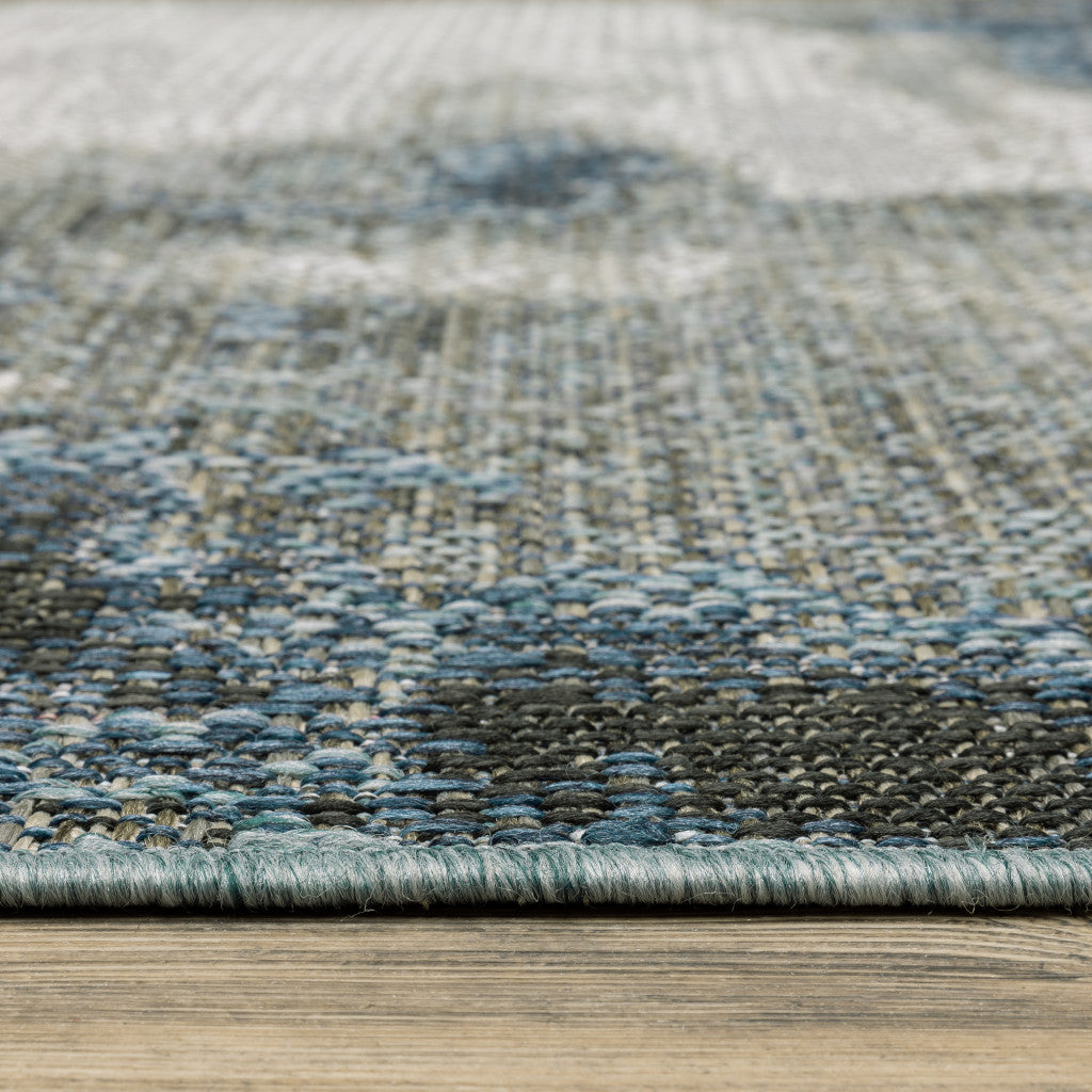 6' X 9' Grey Abstract Stain Resistant Indoor Outdoor Area Rug