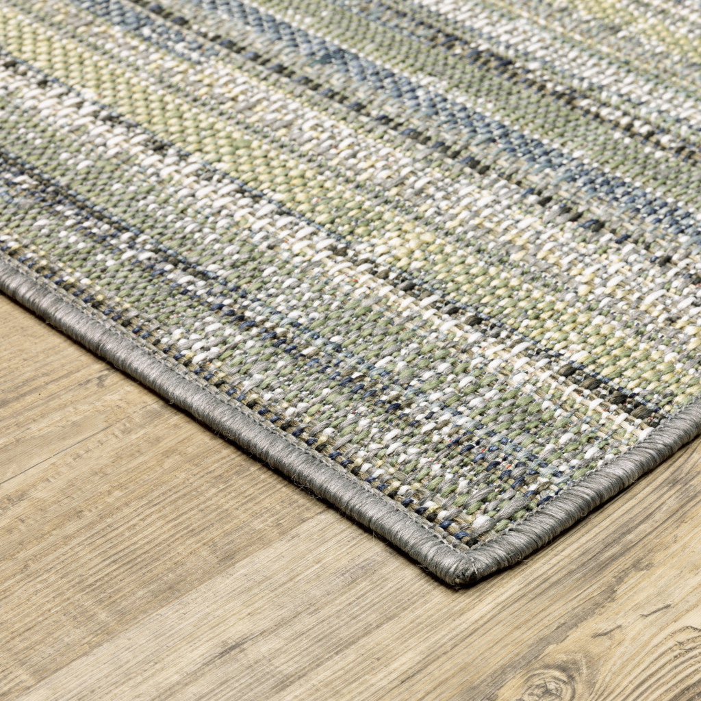 2' X 8' Blue Abstract Stain Resistant Indoor Outdoor Area Rug