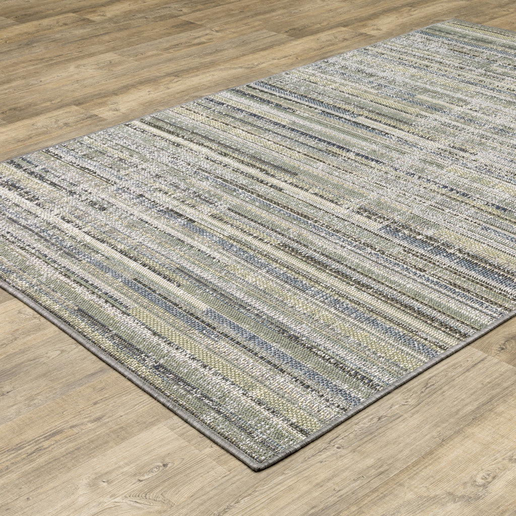 5' X 8' Blue Abstract Stain Resistant Indoor Outdoor Area Rug