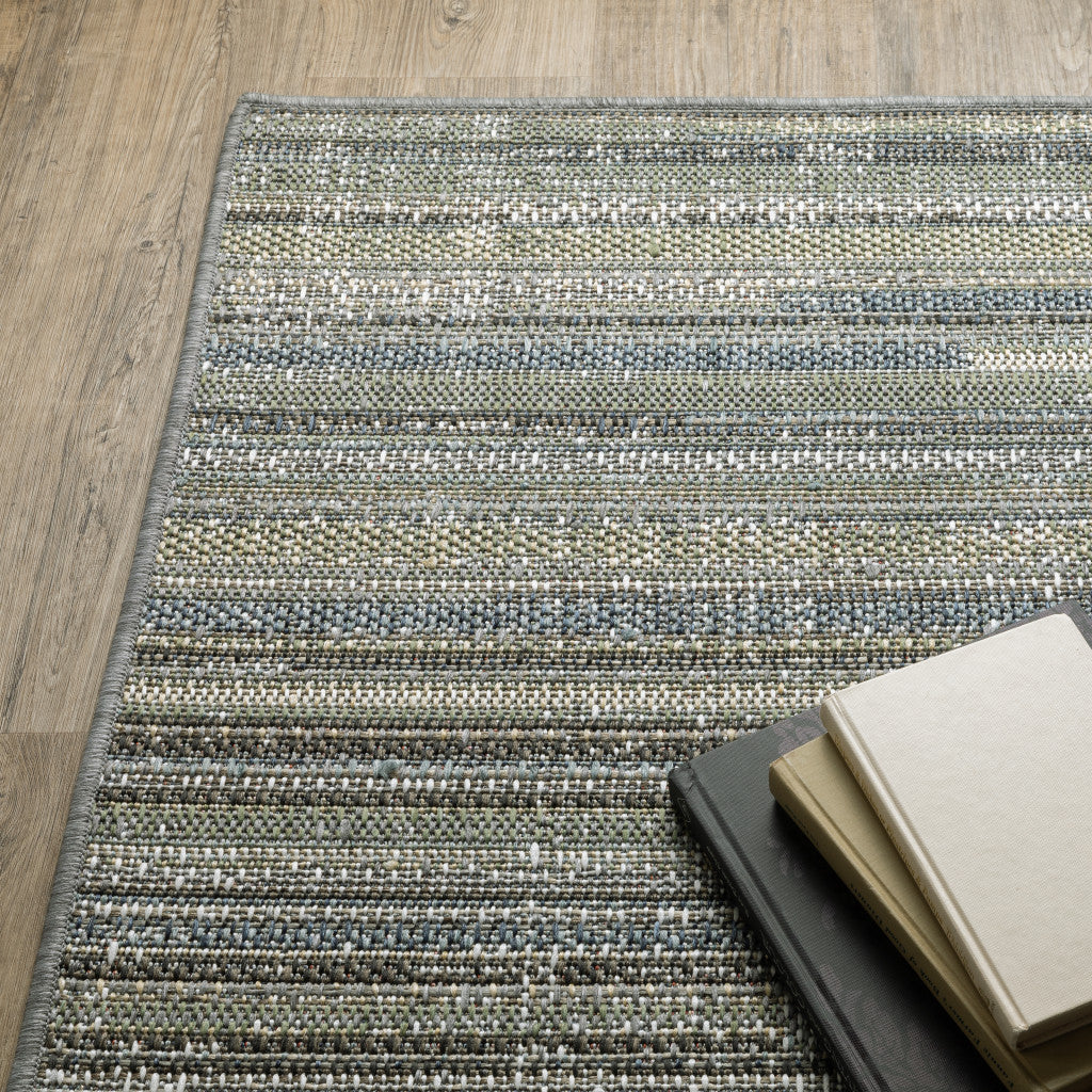 6' X 9' Blue Abstract Stain Resistant Indoor Outdoor Area Rug