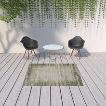 5' X 8' Green Abstract Stain Resistant Indoor Outdoor Area Rug