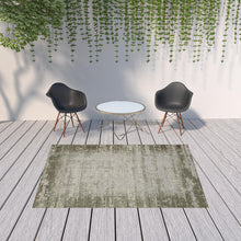 6' X 9' Green Abstract Stain Resistant Indoor Outdoor Area Rug