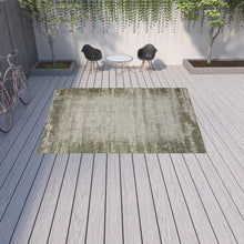 10' X 13' Green Abstract Stain Resistant Indoor Outdoor Area Rug