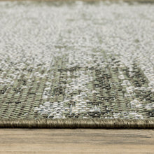 10' X 13' Green Abstract Stain Resistant Indoor Outdoor Area Rug