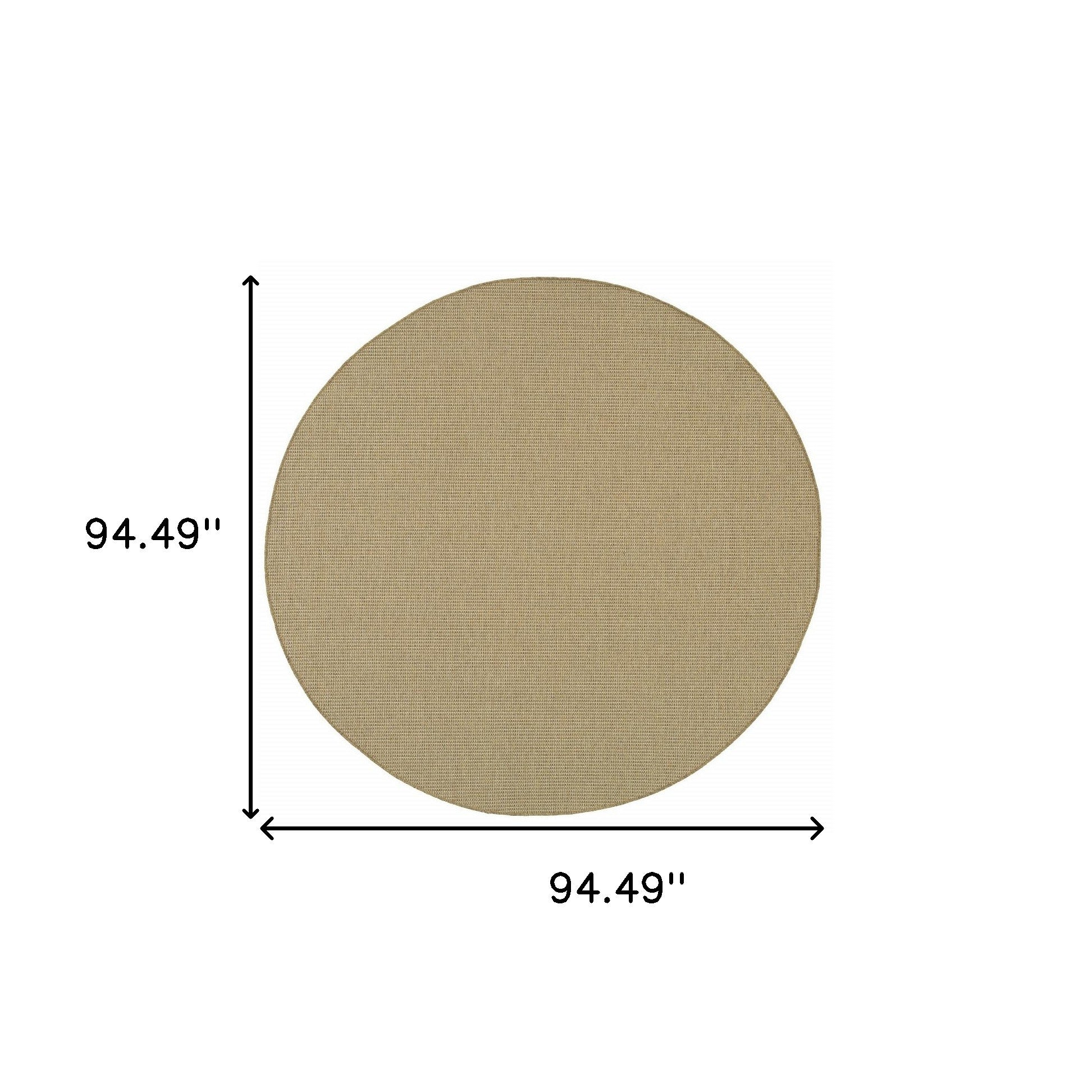 8' Round Sand Round Stain Resistant Indoor Outdoor Area Rug