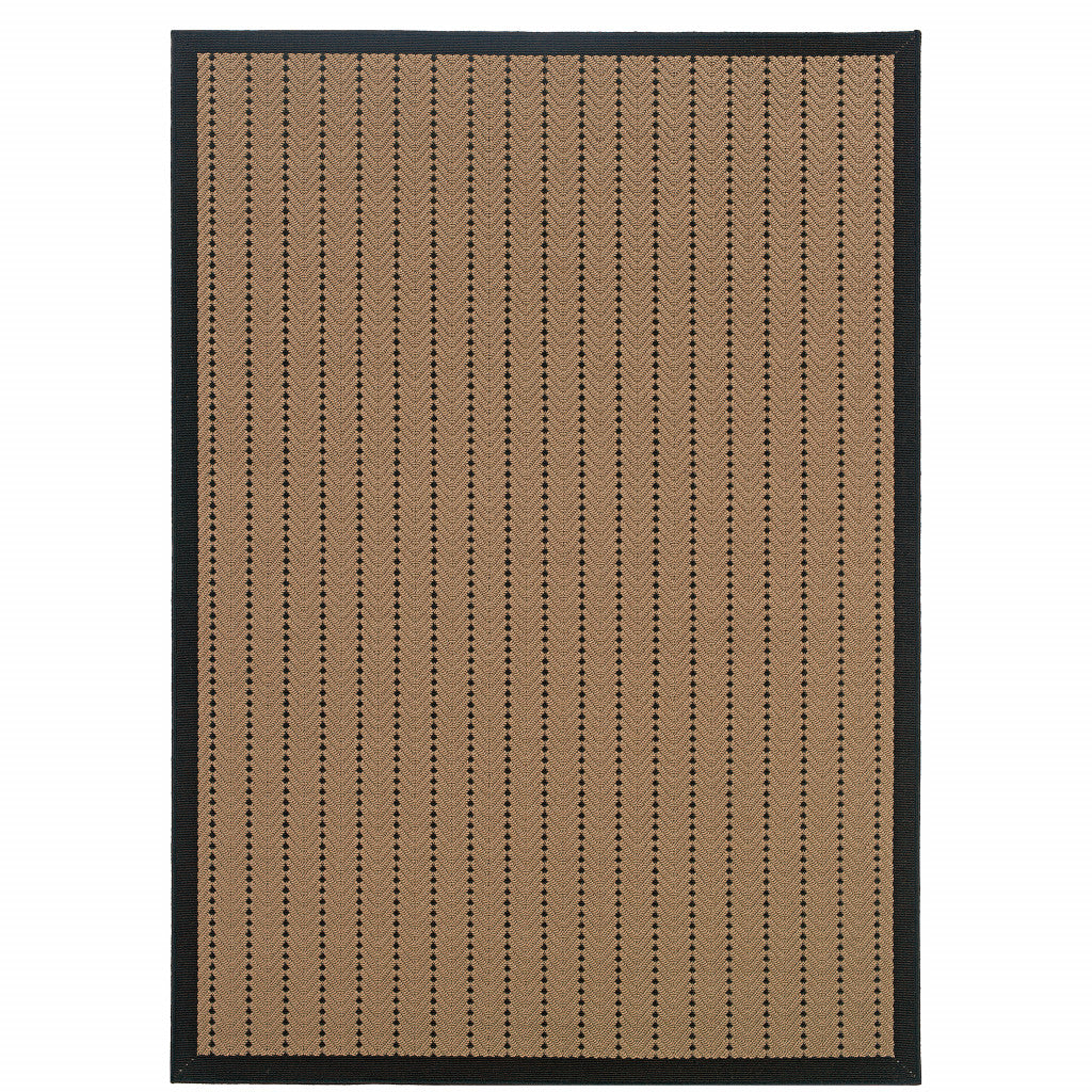 5' X 8' Beige Geometric Stain Resistant Indoor Outdoor Area Rug