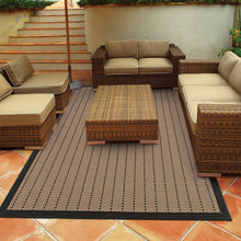 5' X 8' Beige Geometric Stain Resistant Indoor Outdoor Area Rug