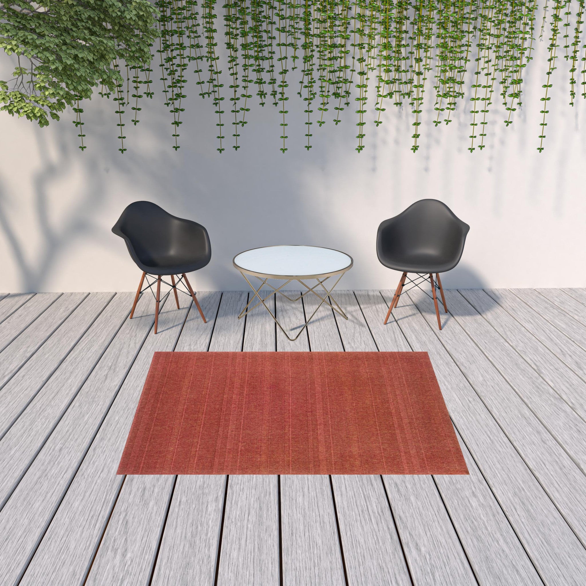 5' X 8' Red Stain Resistant Indoor Outdoor Area Rug