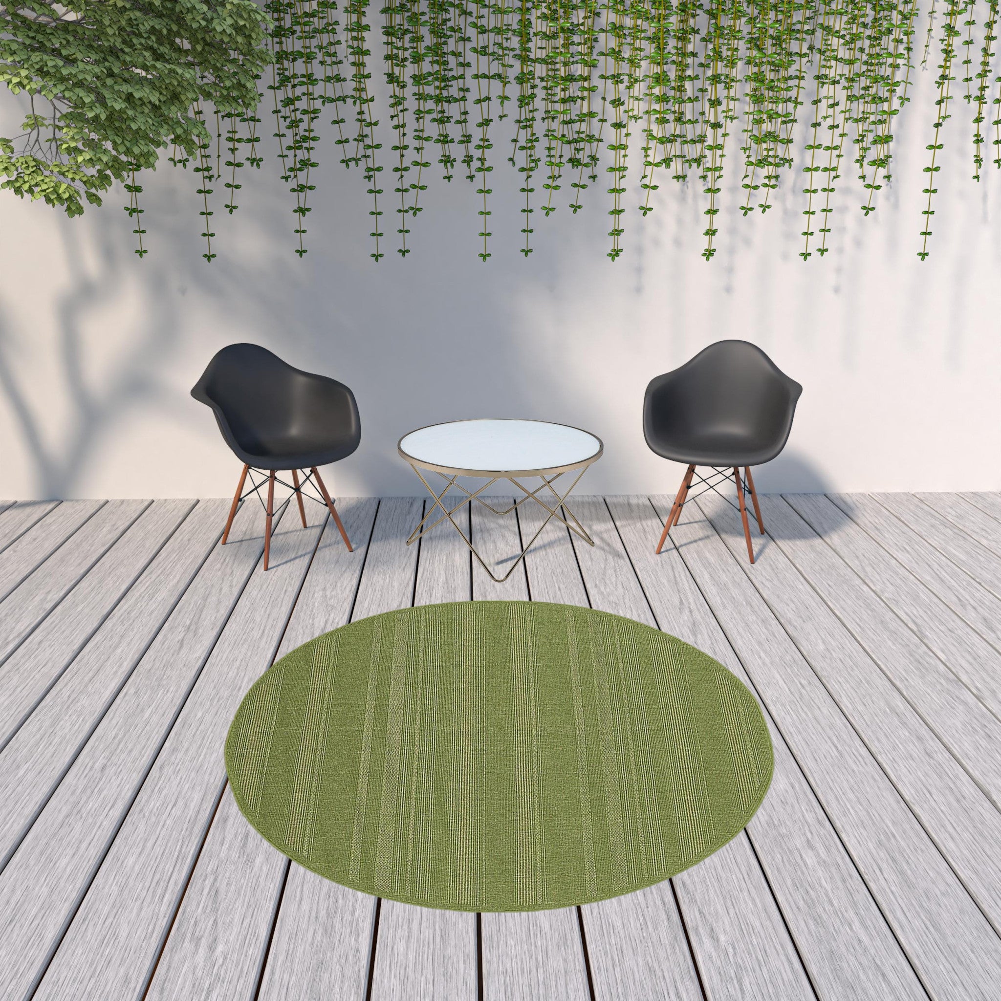 8' Green Round Stain Resistant Indoor Outdoor Area Rug