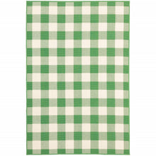 2' X 3' Green Geometric Stain Resistant Indoor Outdoor Area Rug