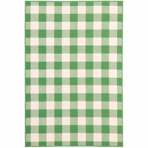 2' X 3' Green Geometric Stain Resistant Indoor Outdoor Area Rug
