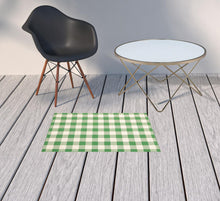 2' X 3' Green Geometric Stain Resistant Indoor Outdoor Area Rug