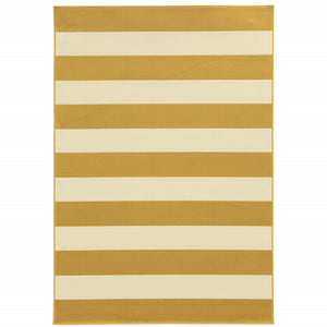 4' X 6' Gold Geometric Stain Resistant Indoor Outdoor Area Rug
