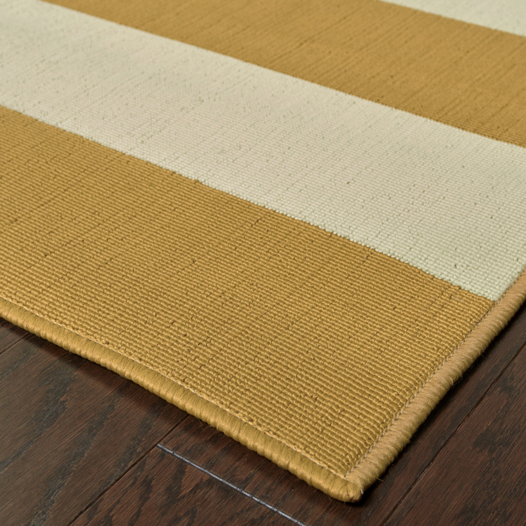 4' X 6' Gold Geometric Stain Resistant Indoor Outdoor Area Rug