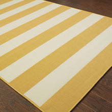 4' X 6' Gold Geometric Stain Resistant Indoor Outdoor Area Rug