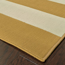 6' X 9' Gold Geometric Stain Resistant Indoor Outdoor Area Rug