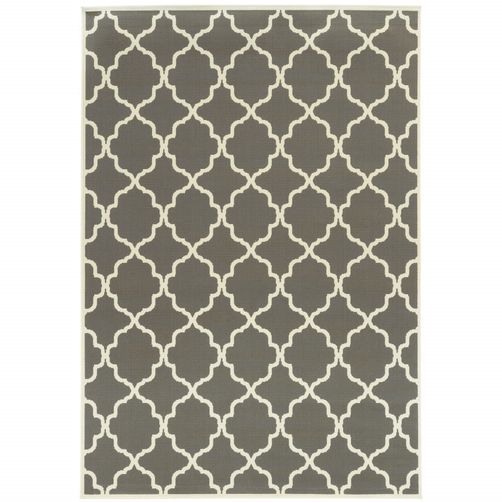 2' X 4' Charcoal Geometric Stain Resistant Indoor Outdoor Area Rug