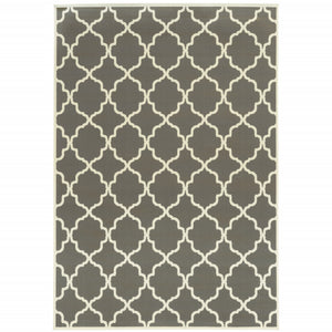 3' X 5' Charcoal Geometric Stain Resistant Indoor Outdoor Area Rug