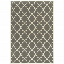 8' X 11' Charcoal Geometric Stain Resistant Indoor Outdoor Area Rug