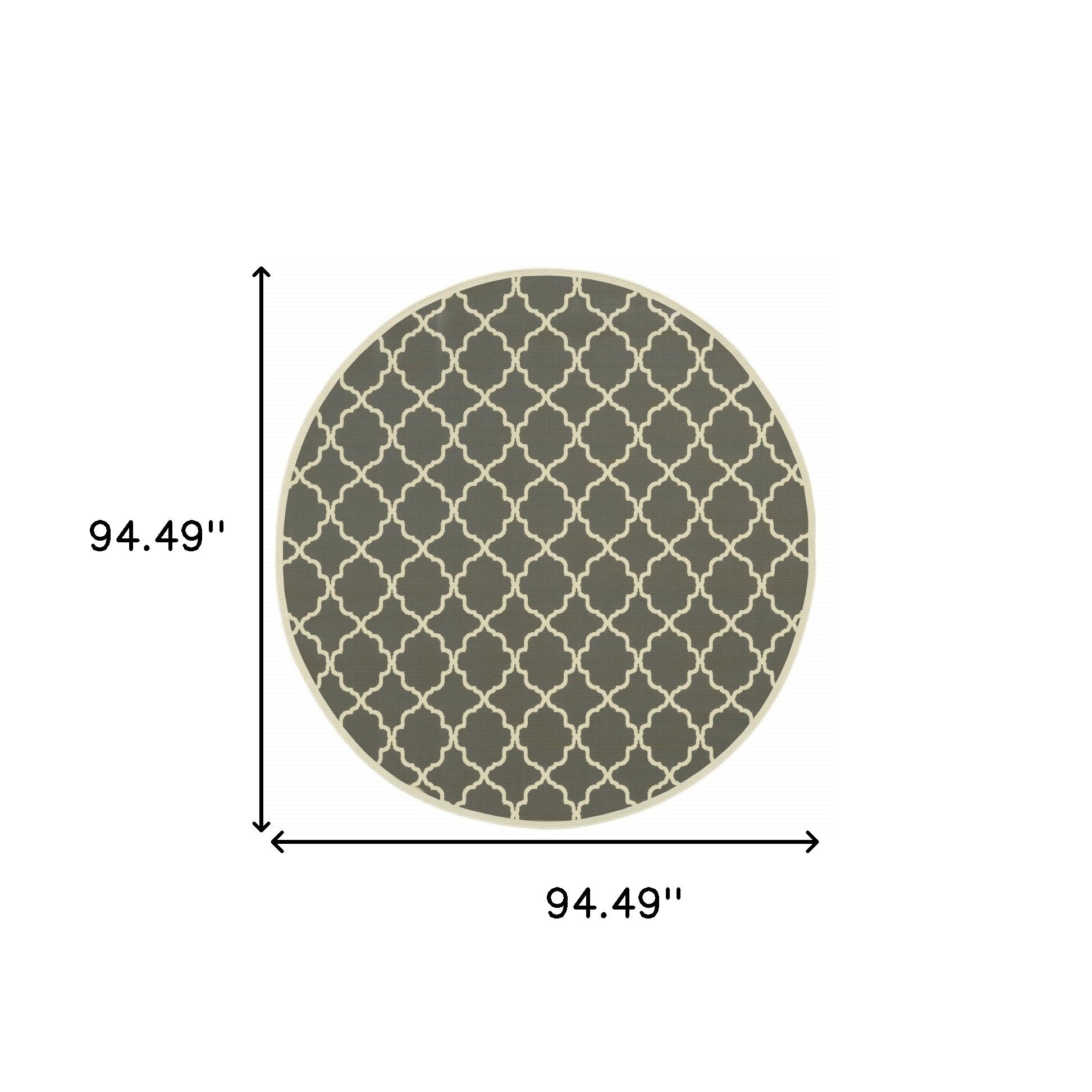 8' Round Charcoal Round Geometric Stain Resistant Indoor Outdoor Area Rug