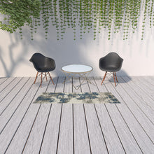 2' X 7' Beige Abstract Stain Resistant Indoor Outdoor Area Rug