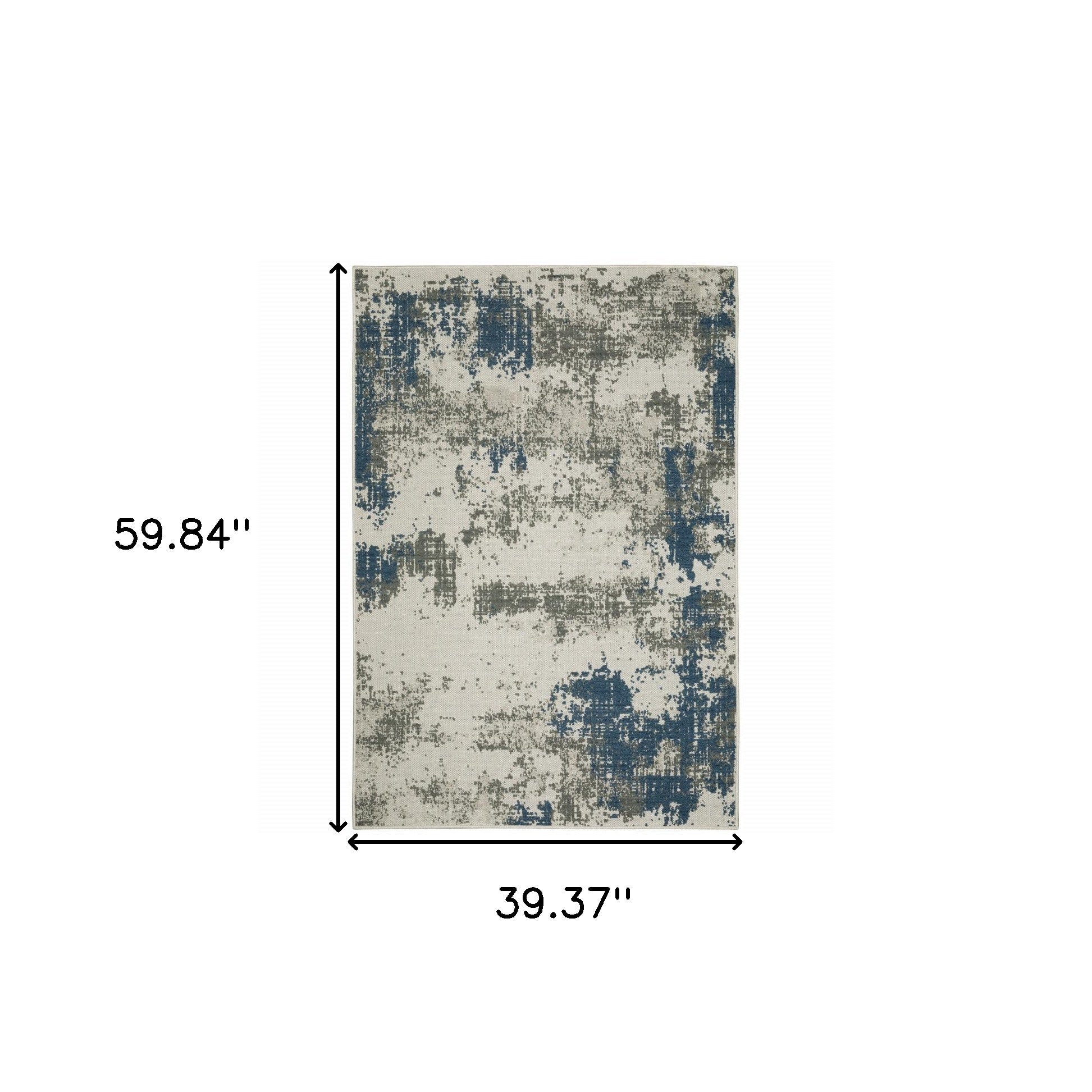 3' X 5' Beige Abstract Stain Resistant Indoor Outdoor Area Rug