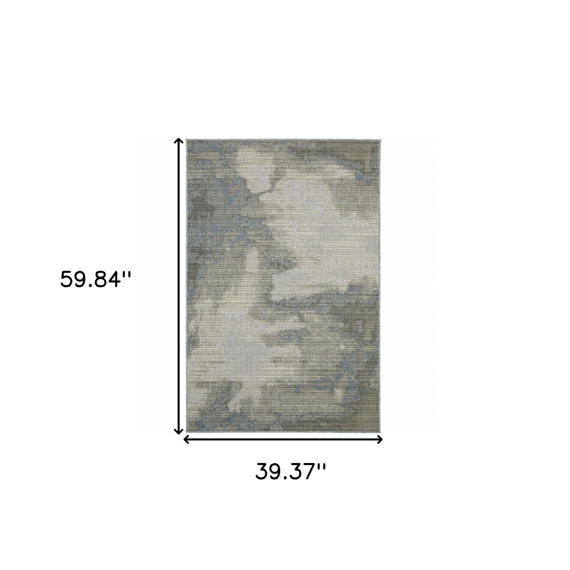 3' X 5' Grey Abstract Stain Resistant Indoor Outdoor Area Rug