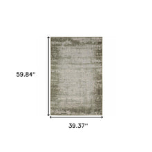 3' X 5' Green Abstract Stain Resistant Indoor Outdoor Area Rug