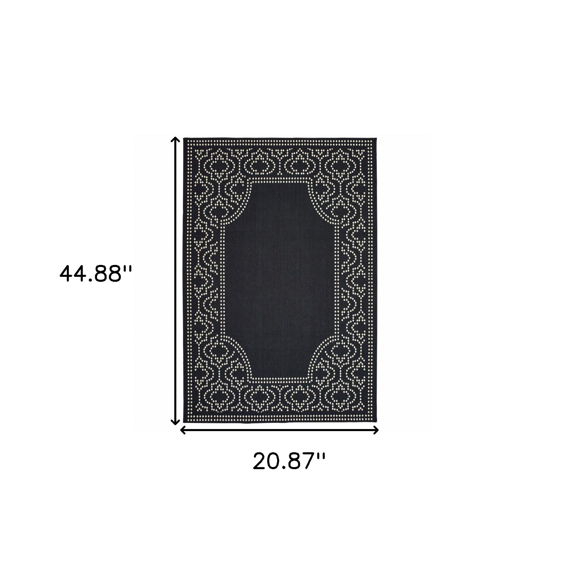 2' X 4' Black Stain Resistant Indoor Outdoor Area Rug
