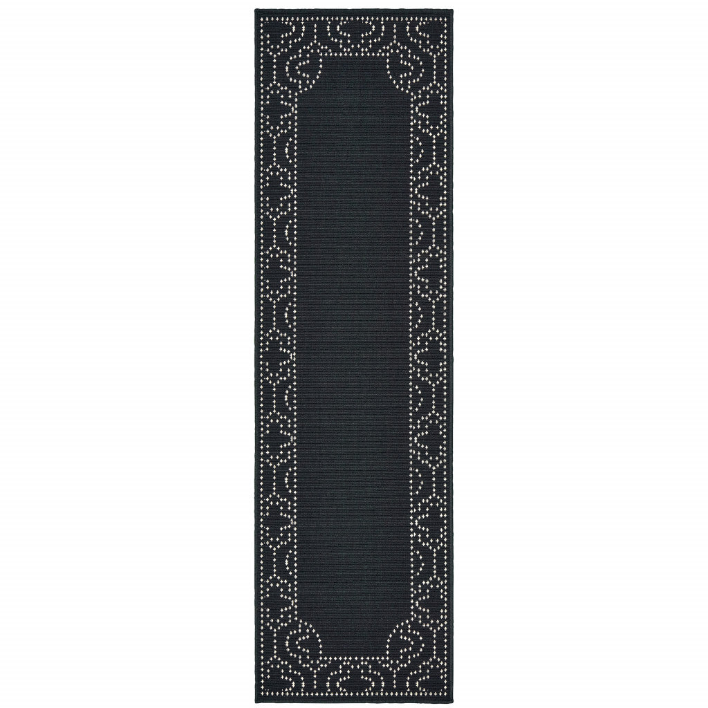 2' X 8' Black Stain Resistant Indoor Outdoor Area Rug
