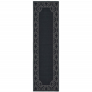 2' X 8' Black Stain Resistant Indoor Outdoor Area Rug