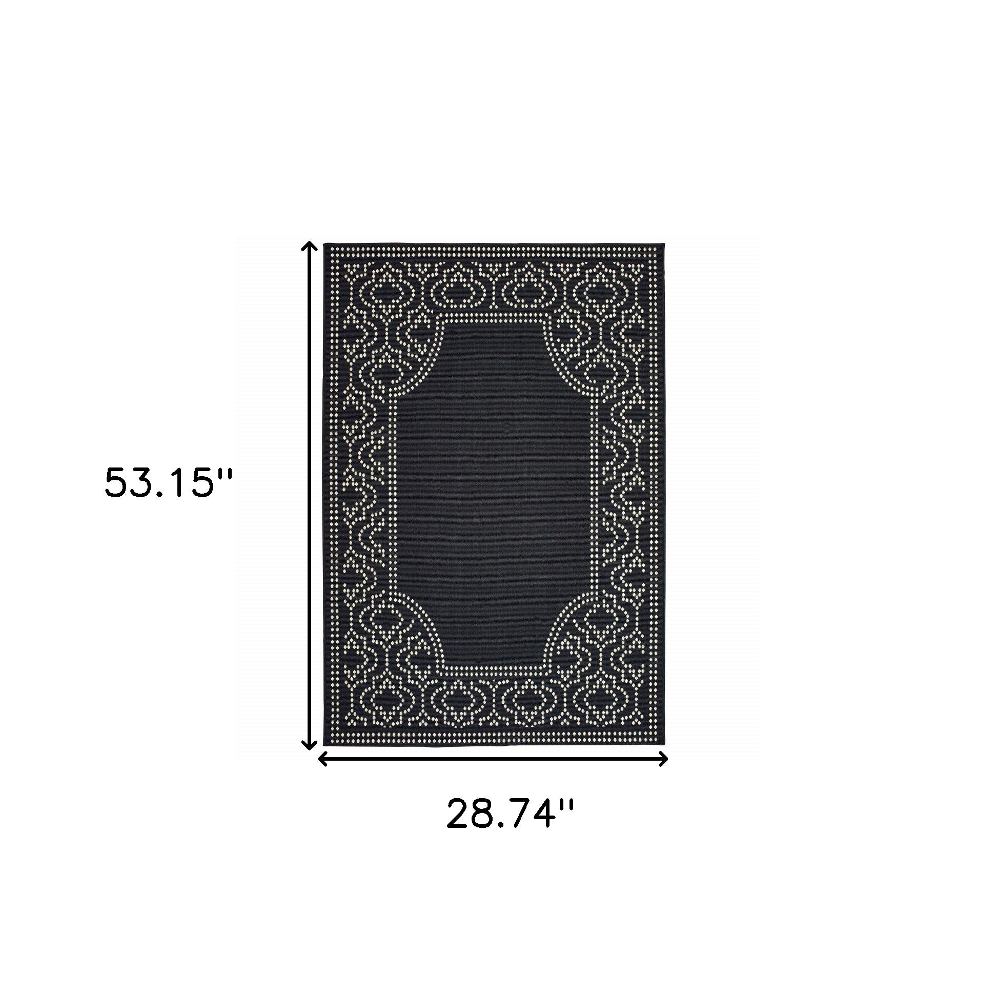 3' X 5' Black Stain Resistant Indoor Outdoor Area Rug