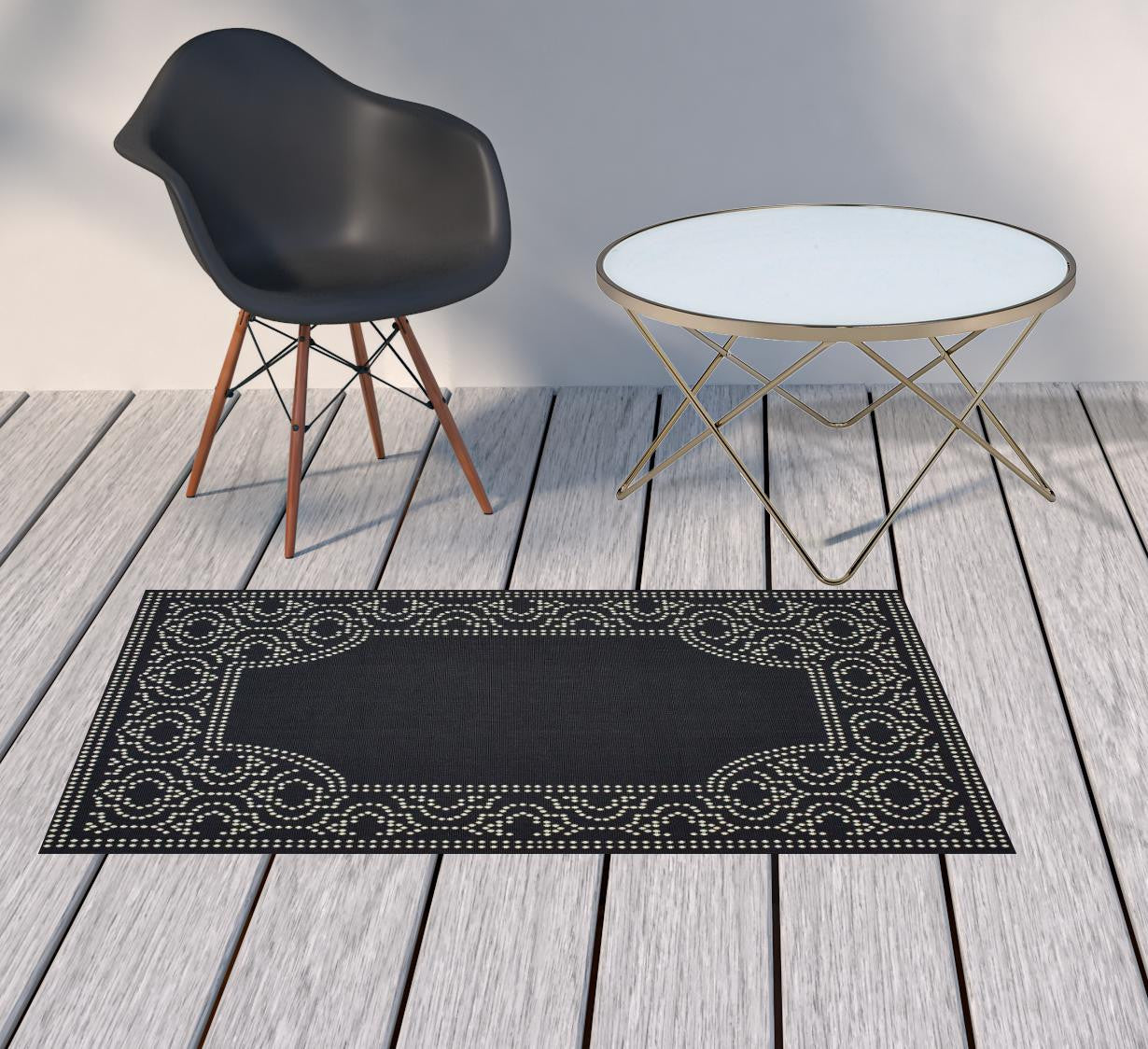3' X 5' Black Stain Resistant Indoor Outdoor Area Rug