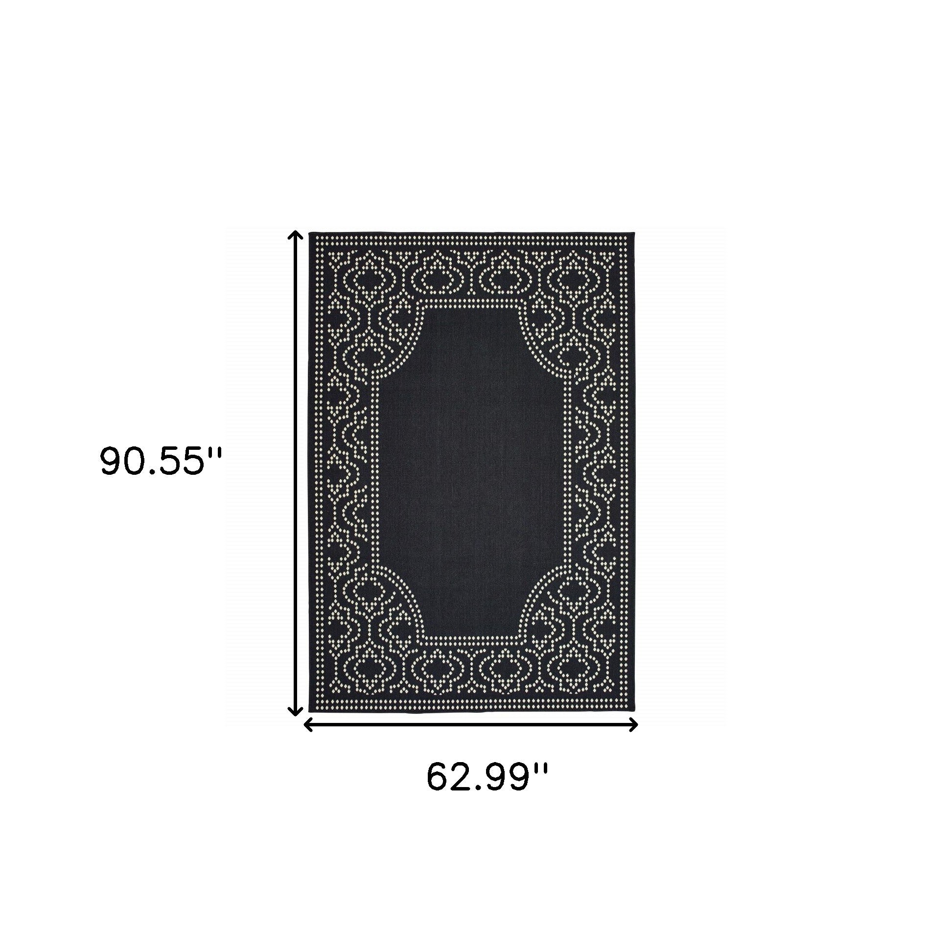 5' X 8' Black Stain Resistant Indoor Outdoor Area Rug